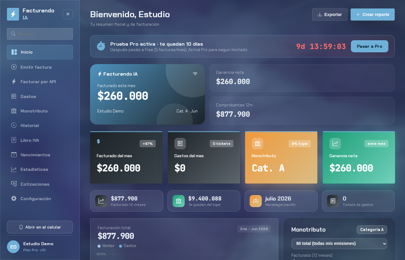 Facturando IA en computadora